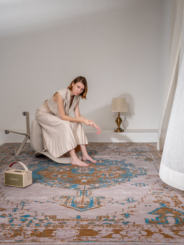 Hand Knotted Wool Oriental Beige Gold Area Rug