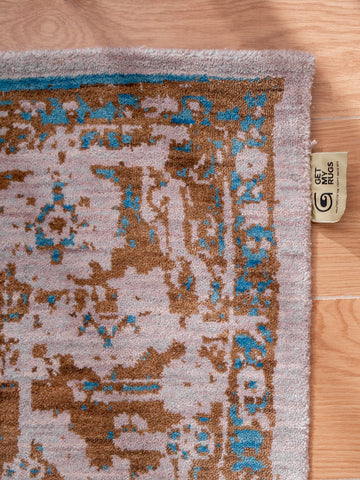 Hand Knotted Wool Oriental Beige Gold Area Rug
