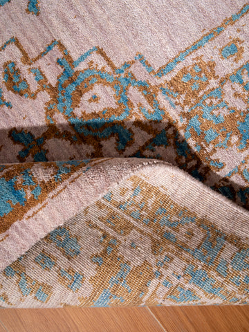 Hand Knotted Wool Oriental Beige Gold Area Rug