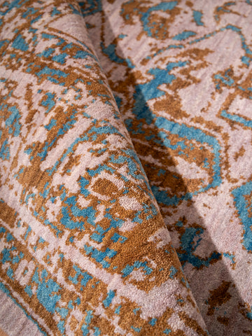 Hand Knotted Wool Oriental Beige Gold Area Rug