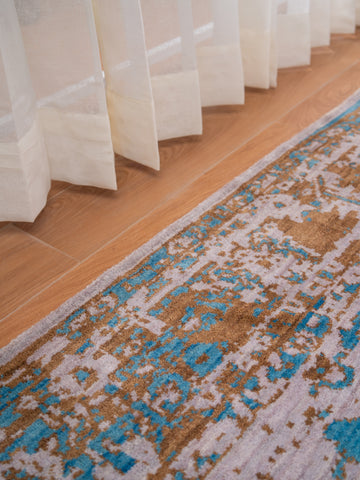 Hand Knotted Wool Oriental Beige Gold Area Rug