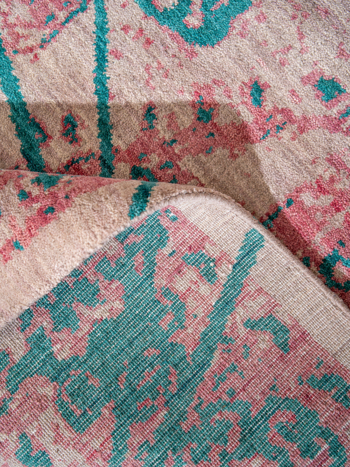 Crimson Lines Hand Knotted Wool Oriental Area Rug