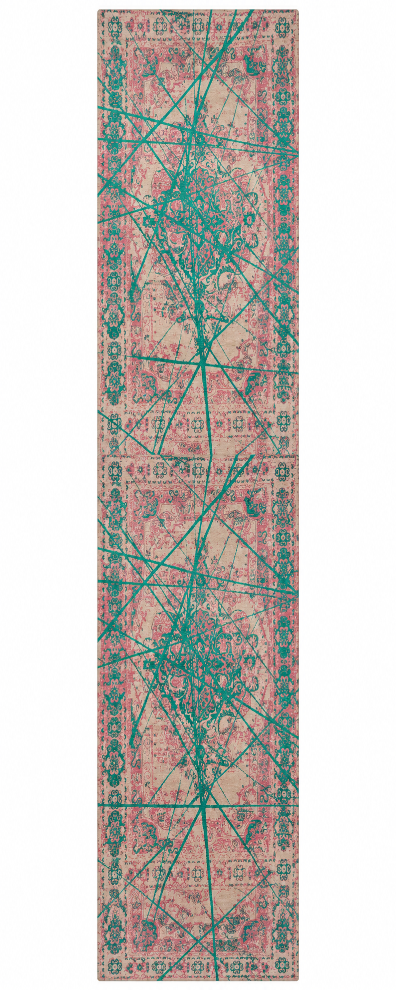 Crimson Lines Hand Knotted Wool Oriental Area Rug