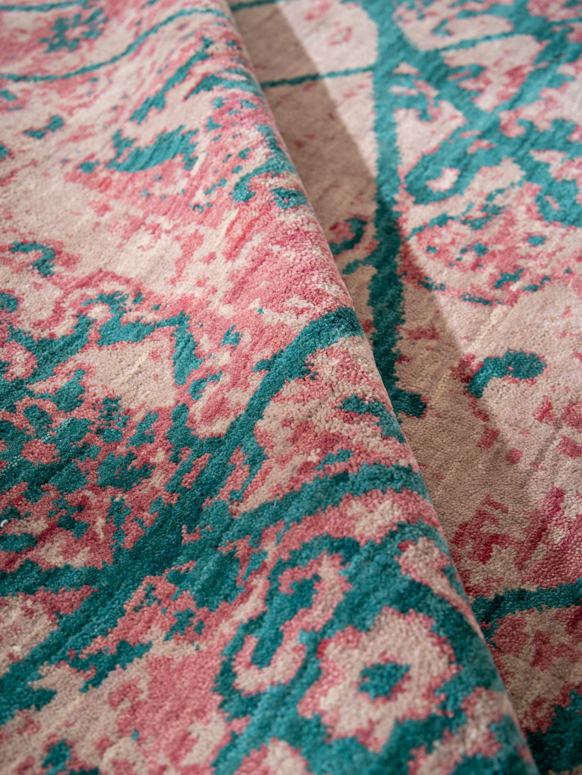 Crimson Lines Hand Knotted Wool Oriental Area Rug