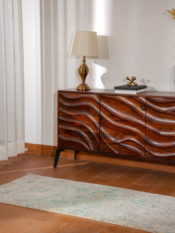 Hand Knotted Wool Oriental Green Beige Area Rug