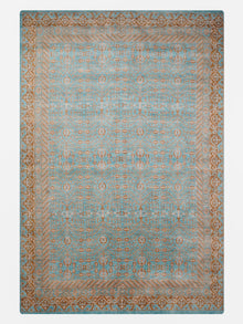 Aqua Tapestry Hand Knotted Wool Oriental Area Rug