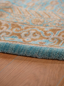 Aqua Tapestry Hand Knotted Wool Oriental Area Rug