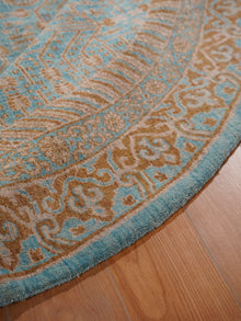 Aqua Tapestry Hand Knotted Wool Oriental Area Rug