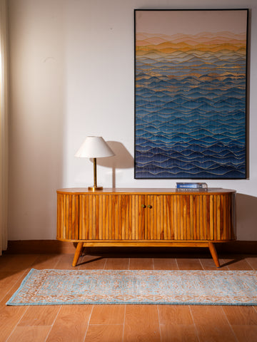 Hand Knotted Wool Oriental Light Blue Area Rug