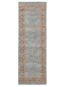 Aqua Tapestry Hand Knotted Wool Oriental Area Rug