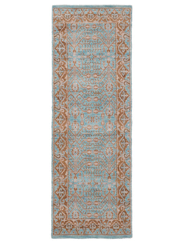 Aqua Tapestry Hand Knotted Wool Oriental Area Rug