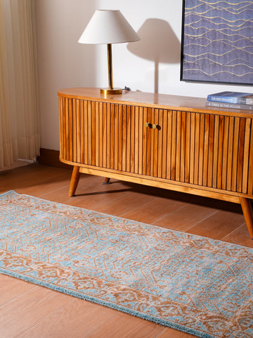 Hand Knotted Wool Oriental Light Blue Area Rug