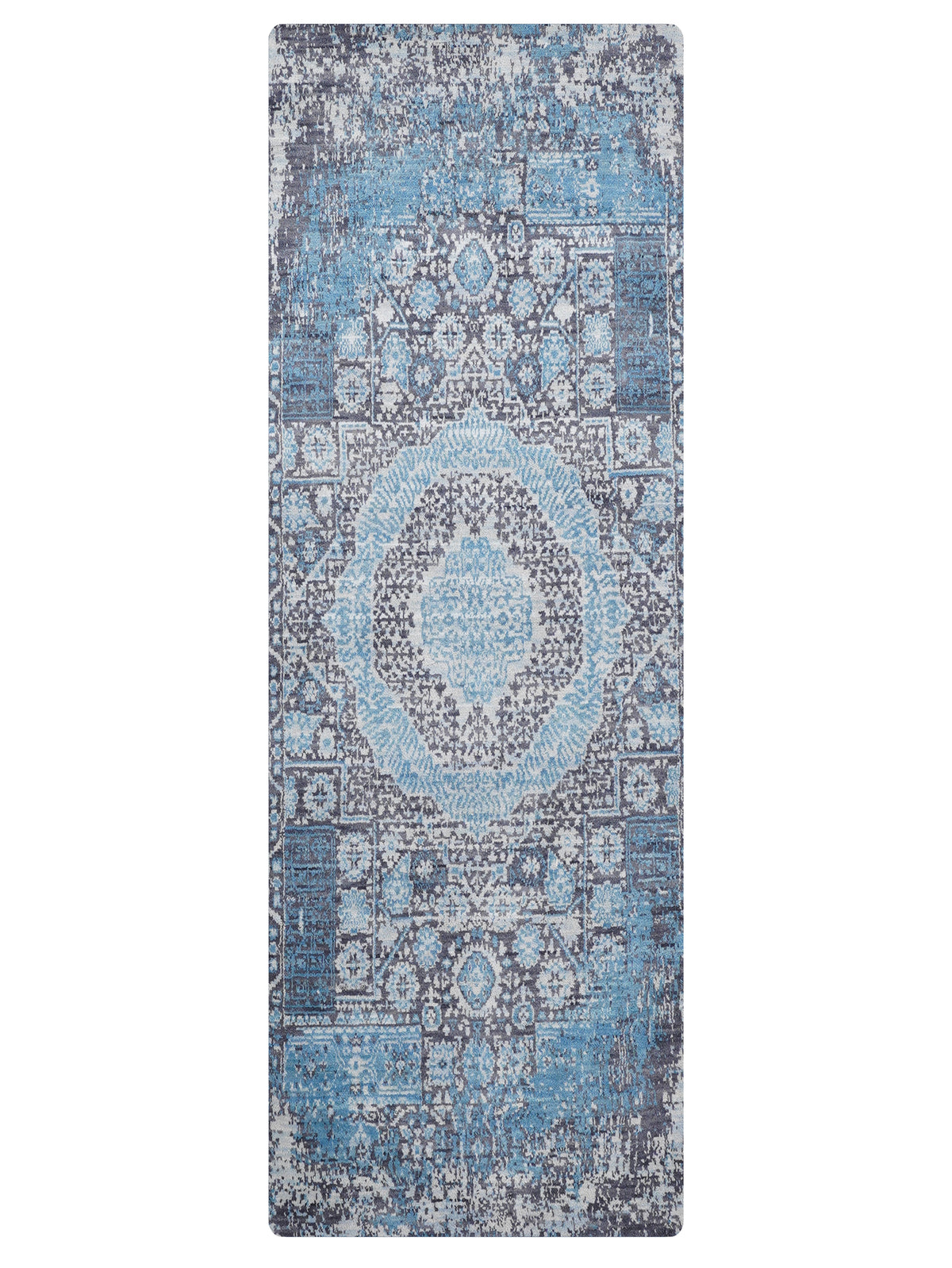 Azure Medallion Hand Knotted Wool Oriental Area Rug