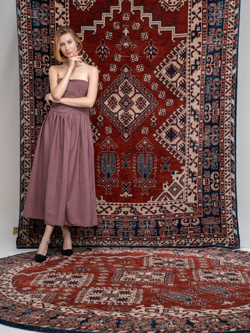 Hand Knotted Wool Oriental Rust Blue Area Rug