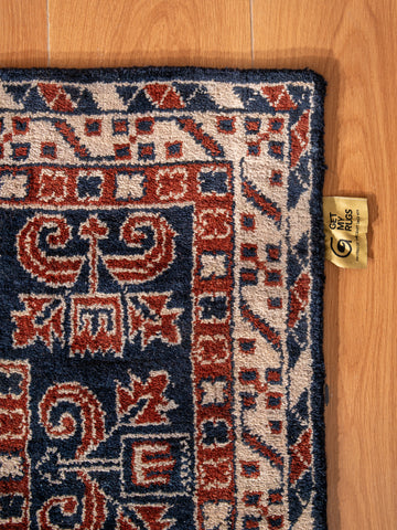 Hand Knotted Wool Oriental Rust Blue Area Rug
