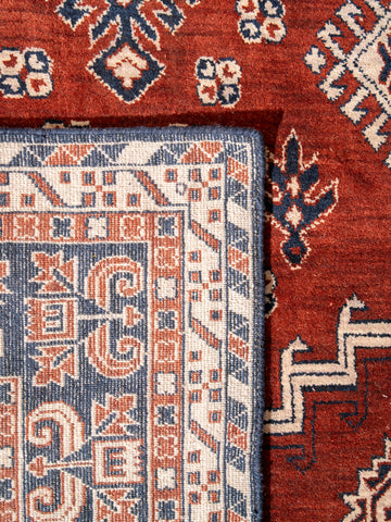 Hand Knotted Wool Oriental Rust Blue Area Rug
