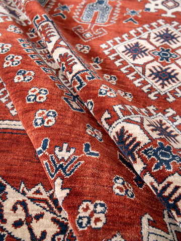 Hand Knotted Wool Oriental Rust Blue Area Rug