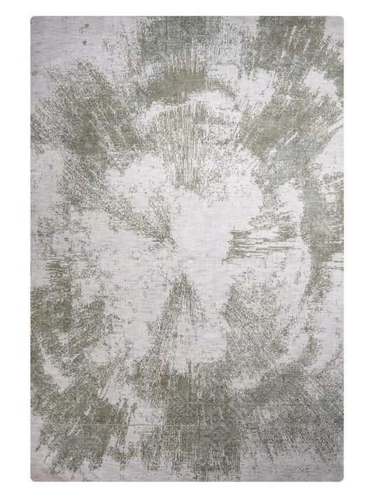 Hand Knotted Wool Abstract Beige Green Area Rug