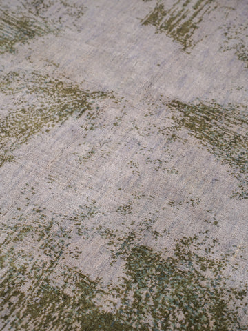 Hand Knotted Wool Abstract Beige Green Area Rug