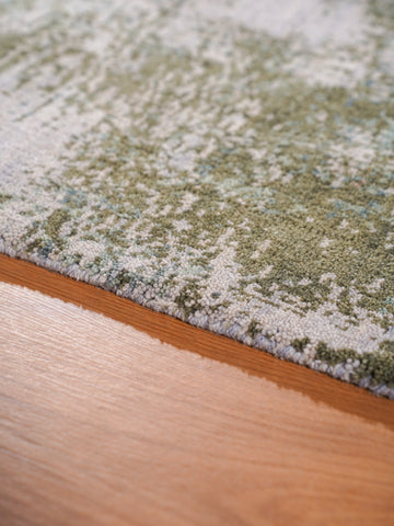 Hand Knotted Wool Abstract Beige Green Area Rug