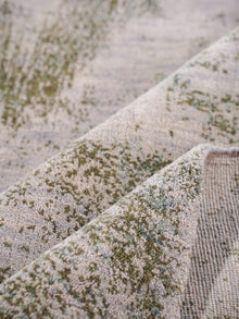 Hand Knotted Wool Abstract Beige Green Area Rug