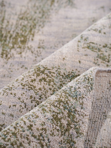 Hand Knotted Wool Abstract Beige Green Area Rug