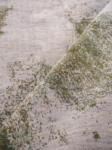 Hand Knotted Wool Abstract Beige Green Area Rug