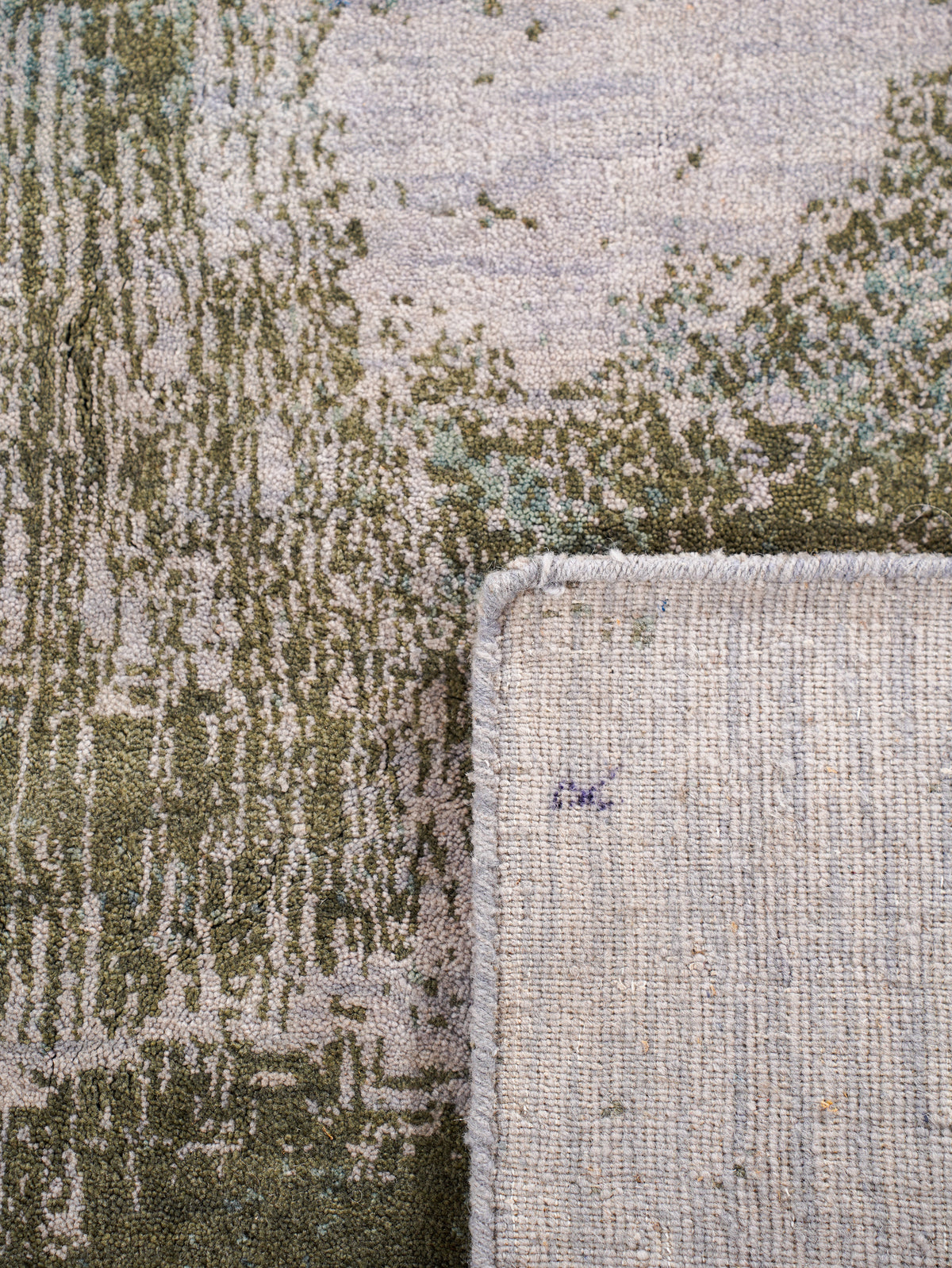 Hand Knotted Wool Abstract Beige Green Area Rug