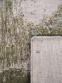 Hand Knotted Wool Abstract Beige Green Area Rug