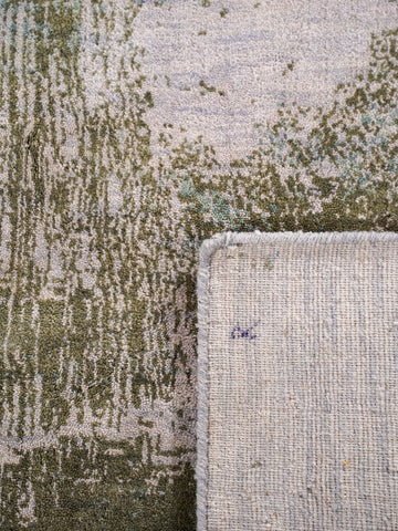 Hand Knotted Wool Abstract Beige Green Area Rug