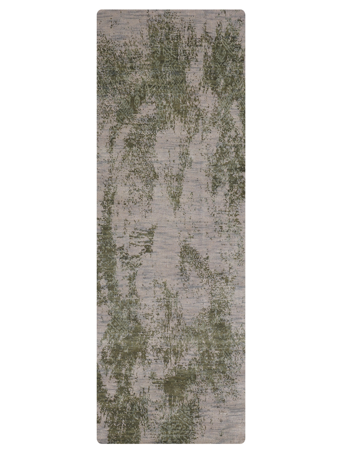 Hand Knotted Wool Abstract Beige Green Area Rug