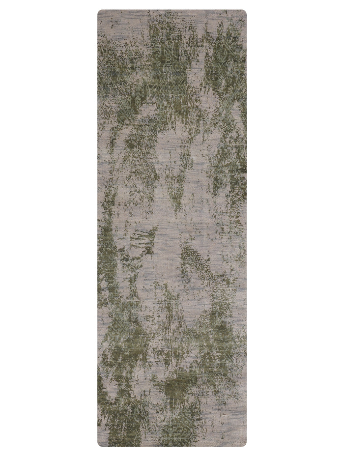 Hand Knotted Wool Abstract Beige Green Area Rug — rug only