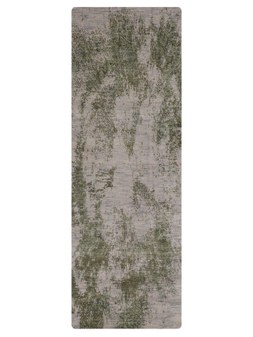 Hand Knotted Wool Abstract Beige Green Area Rug