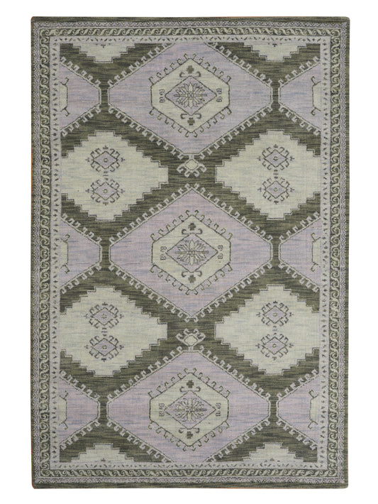 Hand Knotted Wool Oriental Light Green Area Rug