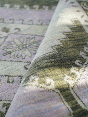 Hand Knotted Wool Oriental Light Green Area Rug