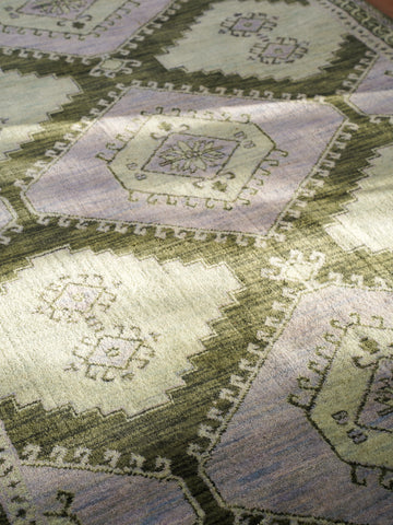 Hand Knotted Wool Oriental Light Green Area Rug