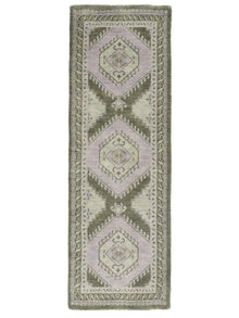 Hand Knotted Wool Oriental Light Green Area Rug