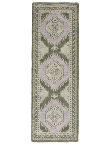 Hand Knotted Wool Oriental Light Green Area Rug
