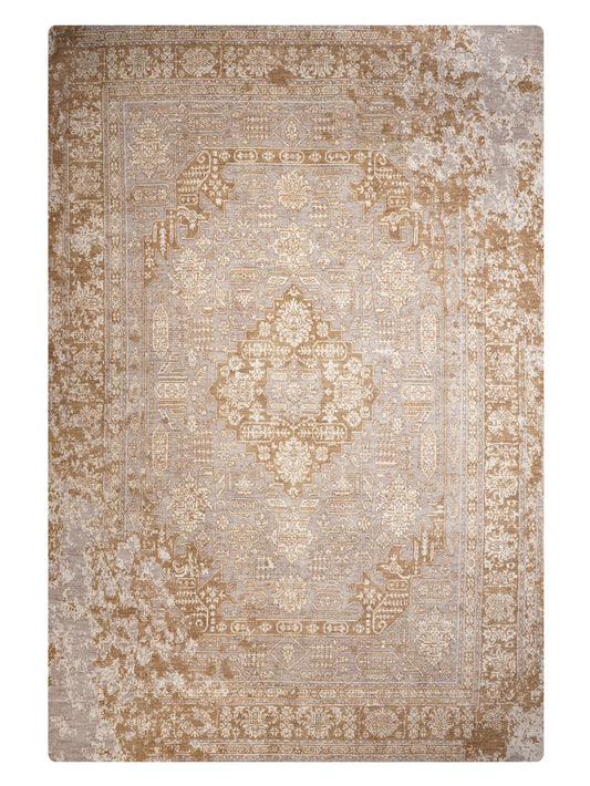 Hand Knotted Wool Oriental Light Brown Area Rug