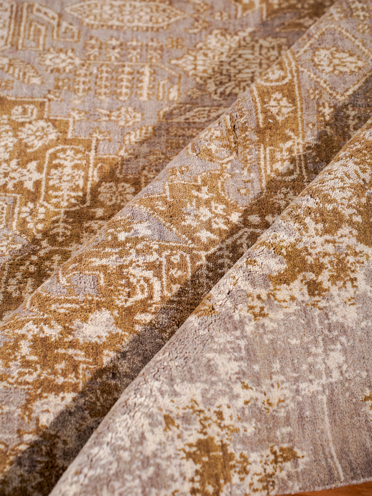 Hand Knotted Wool Oriental Light Brown Area Rug