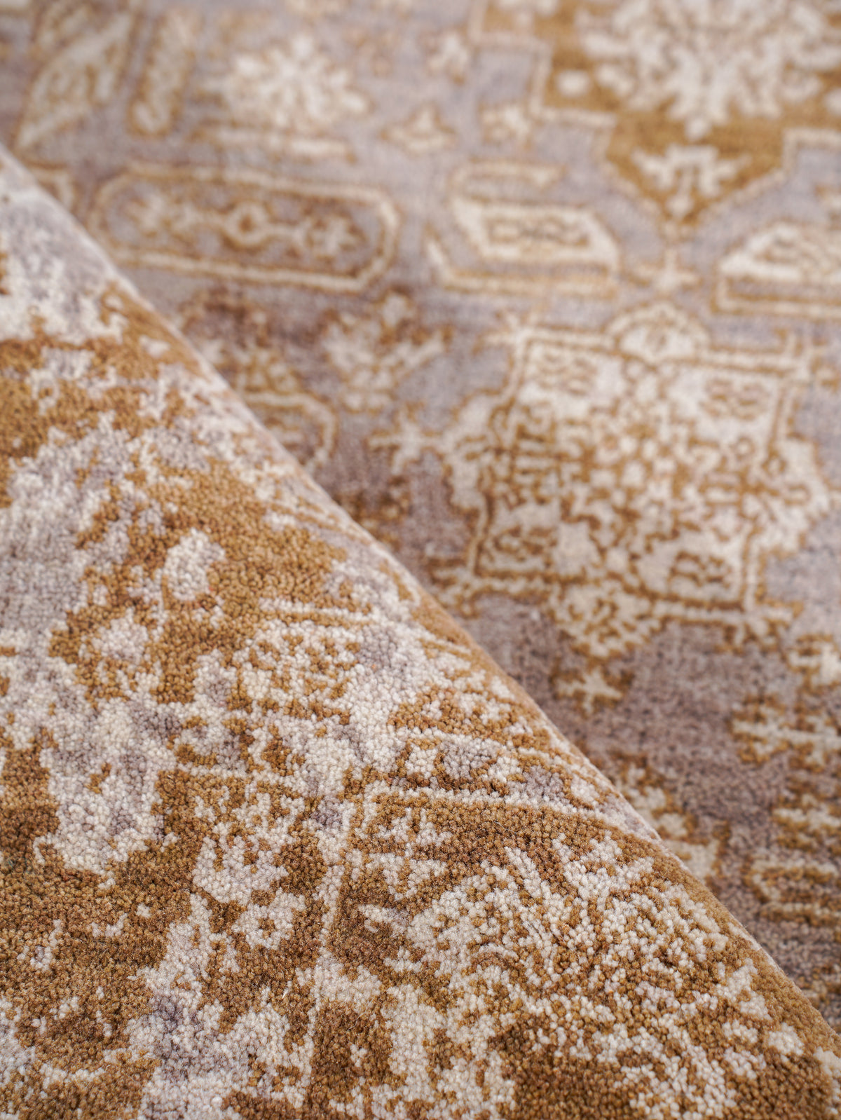 Hand Knotted Wool Oriental Light Brown Area Rug