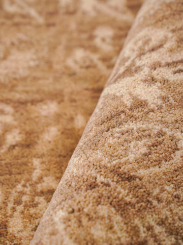 Hand Knotted Wool Floral Light Brown Area Rug