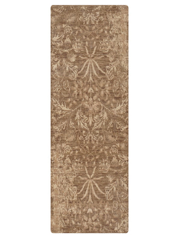 Hand Knotted Wool Floral Light Brown Area Rug