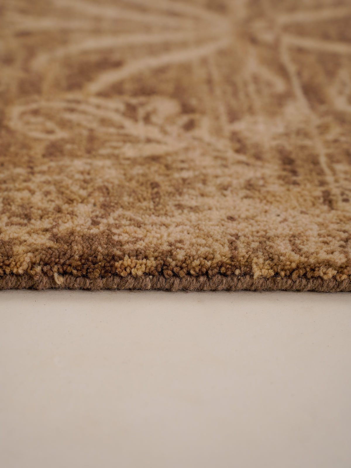 Hand Knotted Wool Floral Light Brown Area Rug