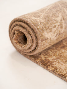 Hand Knotted Wool Floral Light Brown Area Rug