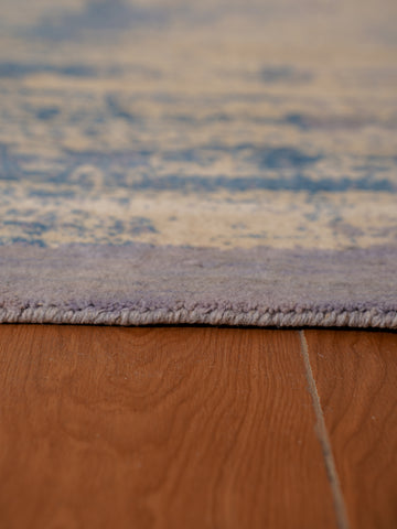 Abstract Canvas-Style Area Rug in Muted Beige & Blue