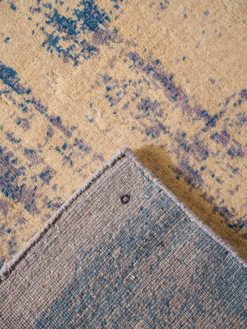 Abstract Canvas-Style Area Rug in Muted Beige & Blue