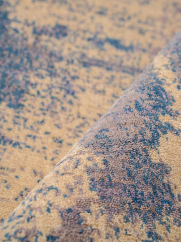 Abstract Canvas-Style Area Rug in Muted Beige & Blue