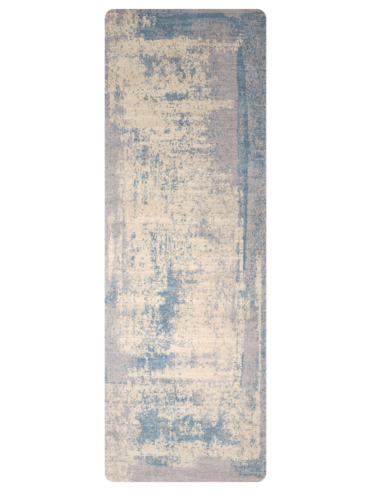 Abstract Canvas-Style Area Rug in Muted Beige & Blue