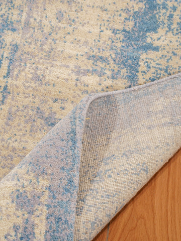 Abstract Canvas-Style Area Rug in Muted Beige & Blue